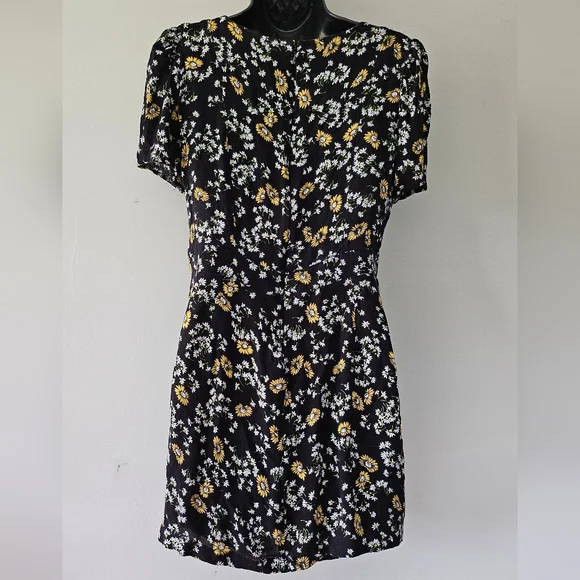 Free People Jinx Black Floral Print Tie-Front Romper Size 10 - Picture 7 of 11